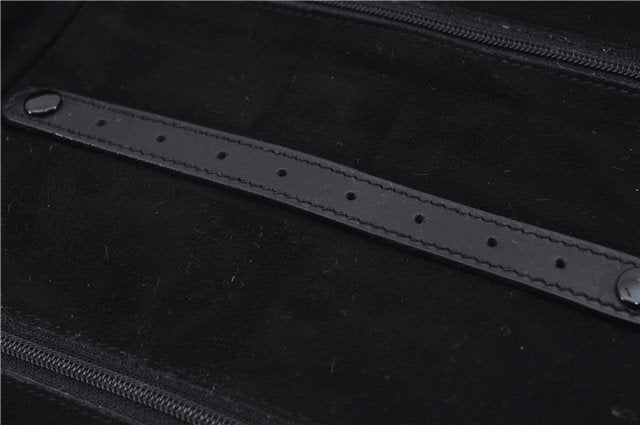 Authentic GUCCI Cosmetic Pouch Clutch Bag Purse Suede Leather Black 5722D