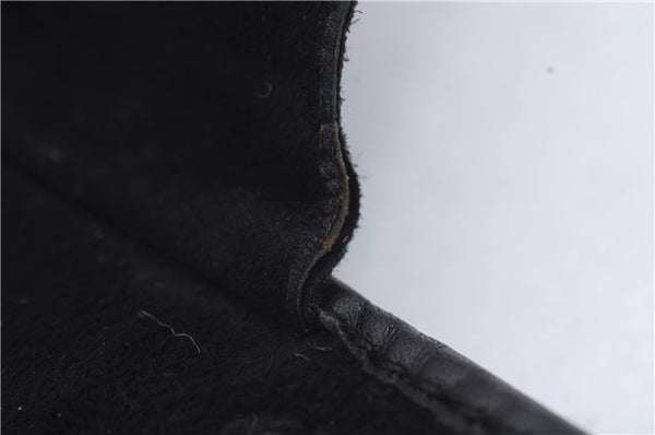 Authentic GUCCI Cosmetic Pouch Clutch Bag Purse Suede Leather Black 5722D