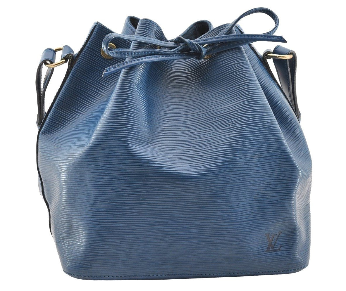 Authentic Louis Vuitton Epi Petit Noe Shoulder Drawstring Bag M44105 Blue 5722I