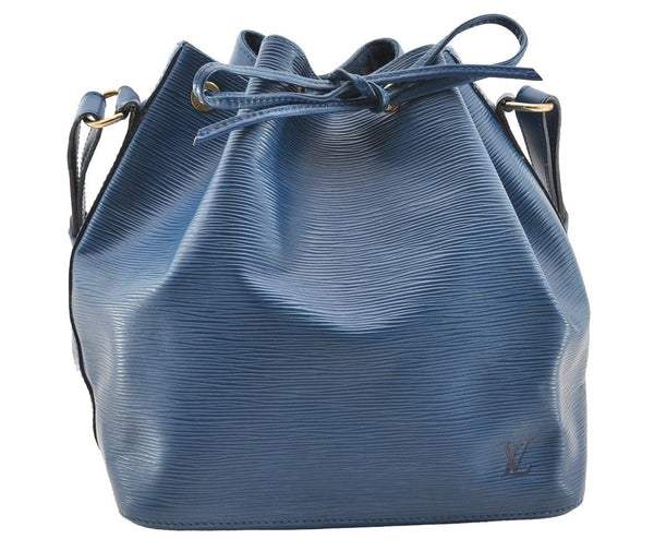 Authentic Louis Vuitton Epi Petit Noe Shoulder Drawstring Bag M44105 Blue 5722I