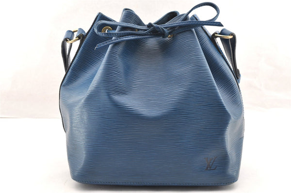 Authentic Louis Vuitton Epi Petit Noe Shoulder Drawstring Bag M44105 Blue 5722I