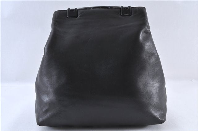 Authentic PRADA Leather Plastic Tote Hand Bag Black 5724C