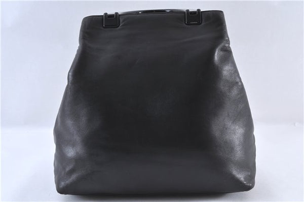 Authentic PRADA Leather Plastic Tote Hand Bag Black 5724C