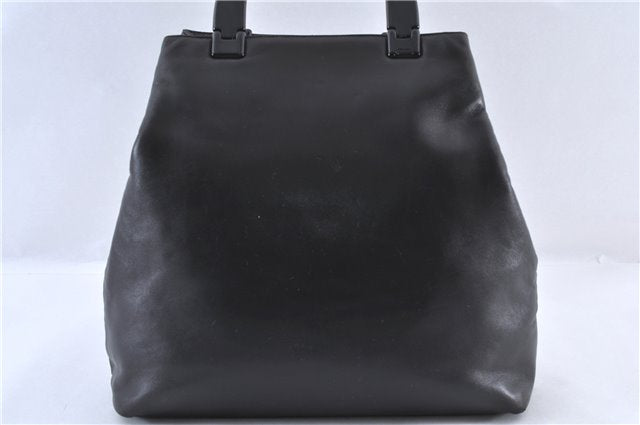 Authentic PRADA Leather Plastic Tote Hand Bag Black 5724C