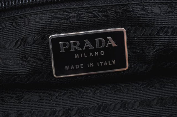 Authentic PRADA Leather Plastic Tote Hand Bag Black 5724C