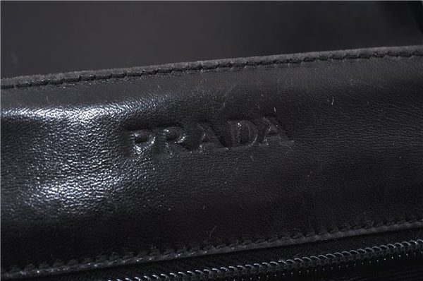 Authentic PRADA Leather Plastic Tote Hand Bag Black 5724C