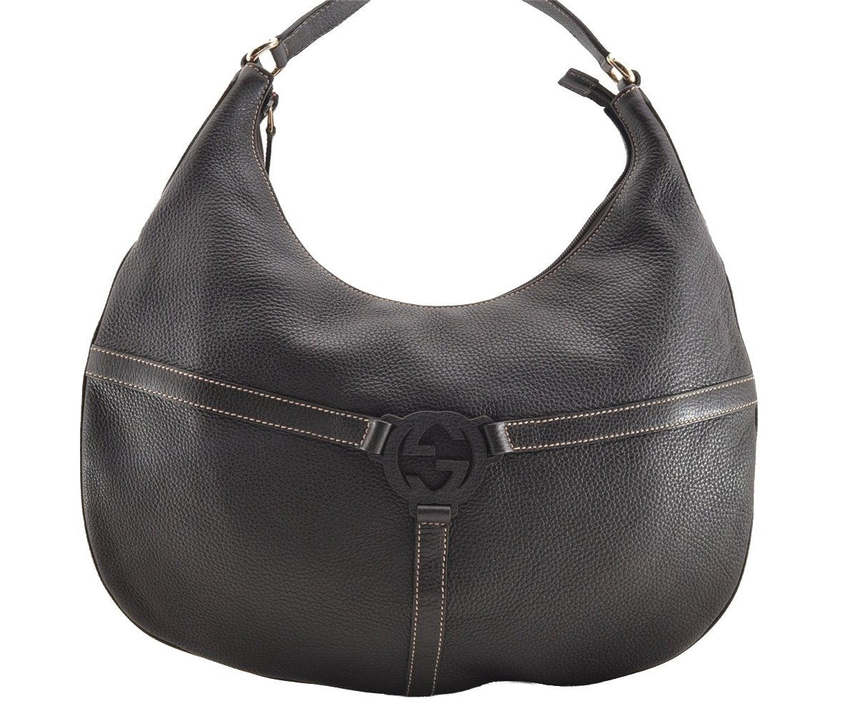 Authentic GUCCI Interlocking G Shoulder Hand Bag Leather 253338 Brown 5725I