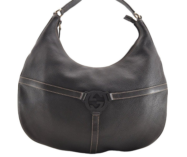 Authentic GUCCI Interlocking G Shoulder Hand Bag Leather 253338 Brown 5725I