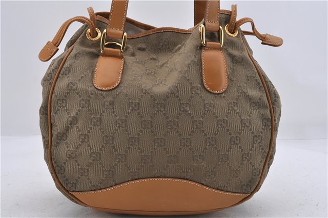 Authentic GUCCI Shoulder Hand Bag Purse GG Canvas Leather Brown 5728D
