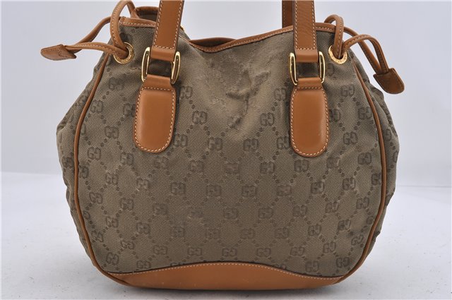 Authentic GUCCI Shoulder Hand Bag Purse GG Canvas Leather Brown 5728D
