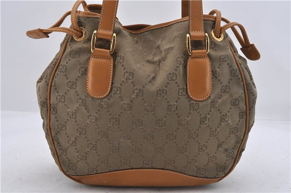 Authentic GUCCI Shoulder Hand Bag Purse GG Canvas Leather Brown 5728D