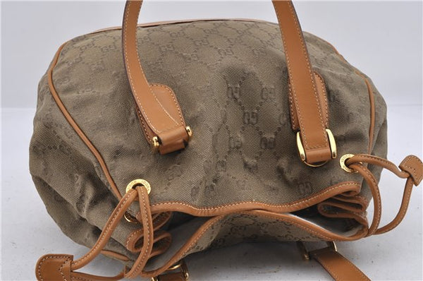 Authentic GUCCI Shoulder Hand Bag Purse GG Canvas Leather Brown 5728D