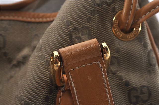 Authentic GUCCI Shoulder Hand Bag Purse GG Canvas Leather Brown 5728D