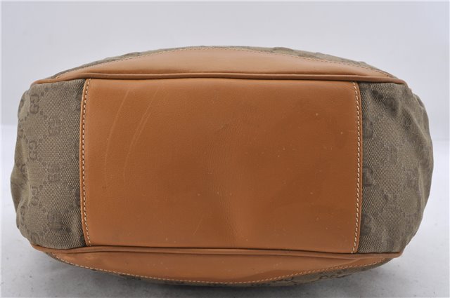 Authentic GUCCI Shoulder Hand Bag Purse GG Canvas Leather Brown 5728D