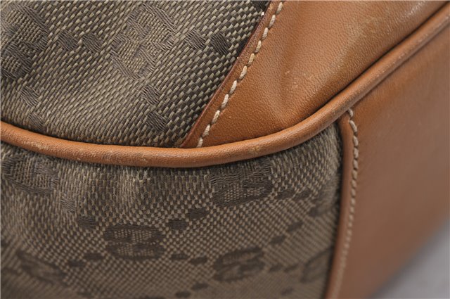 Authentic GUCCI Shoulder Hand Bag Purse GG Canvas Leather Brown 5728D