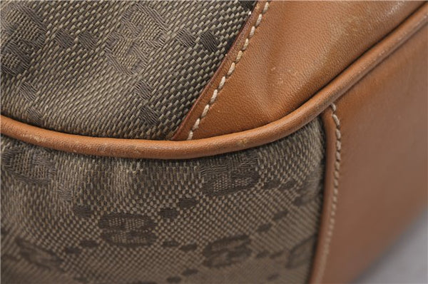 Authentic GUCCI Shoulder Hand Bag Purse GG Canvas Leather Brown 5728D