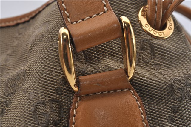Authentic GUCCI Shoulder Hand Bag Purse GG Canvas Leather Brown 5728D