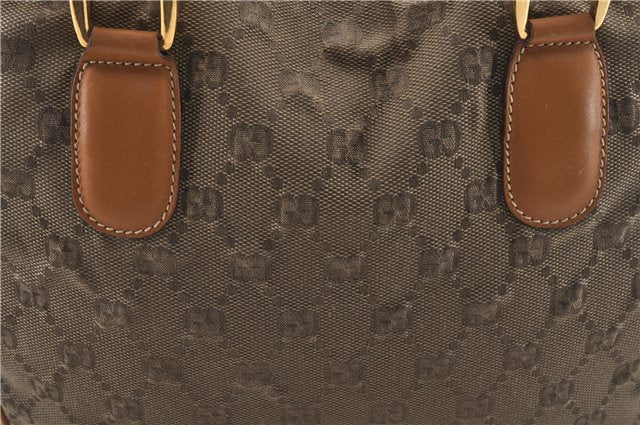 Authentic GUCCI Shoulder Hand Bag Purse GG Canvas Leather Brown 5728D