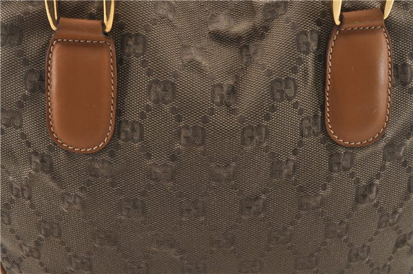 Authentic GUCCI Shoulder Hand Bag Purse GG Canvas Leather Brown 5728D
