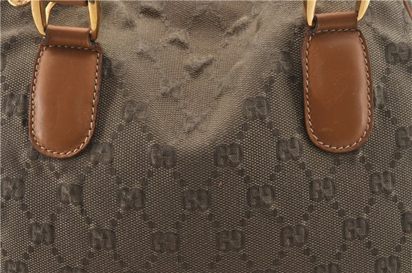 Authentic GUCCI Shoulder Hand Bag Purse GG Canvas Leather Brown 5728D