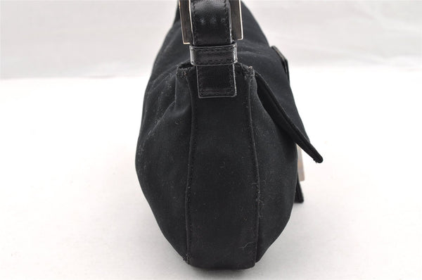 Authentic FENDI Mamma Baguette Shoulder Hand Bag Jersey Leather Black 5728I