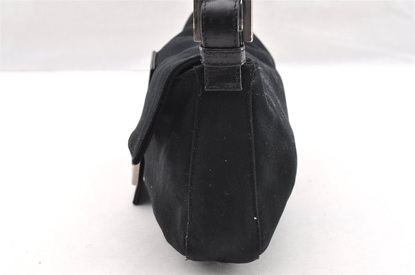 Authentic FENDI Mamma Baguette Shoulder Hand Bag Jersey Leather Black 5728I