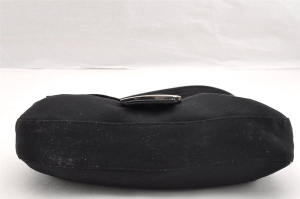 Authentic FENDI Mamma Baguette Shoulder Hand Bag Jersey Leather Black 5728I
