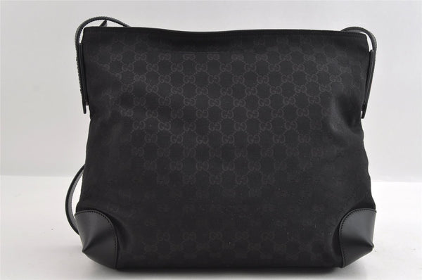 Auth GUCCI Web Sherry Line Shoulder Bag GG Canvas Leather 308930 Black 5729I