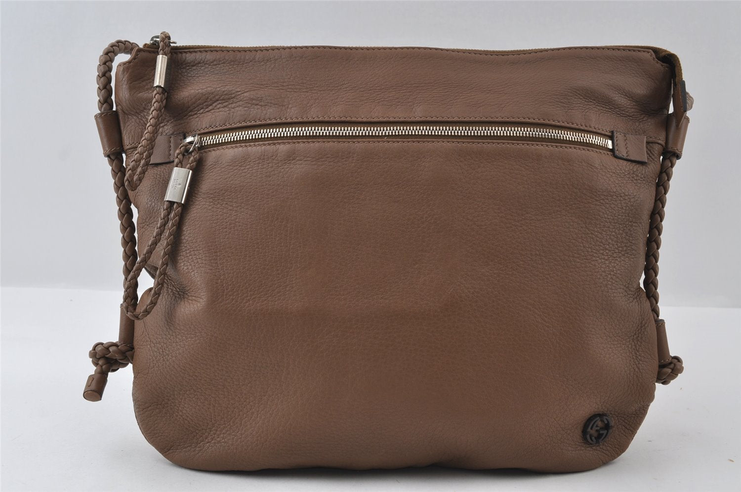 Authentic GUCCI Interlocking G Shoulder Cross Bag Leather 268244 Brown 5730I