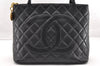 Authentic CHANEL Caviar Skin Medallion CC Logo Shoulder Tote Bag Black 5731I