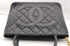 Authentic CHANEL Caviar Skin Medallion CC Logo Shoulder Tote Bag Black 5731I