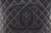 Authentic CHANEL Caviar Skin Medallion CC Logo Shoulder Tote Bag Black 5731I