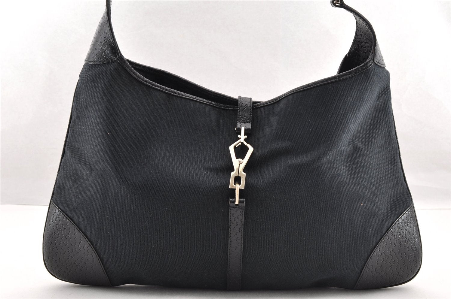 Authentic GUCCI Bamboo Kandinsky Shoulder Bag Canvas Leather 0014061 Black 5732I