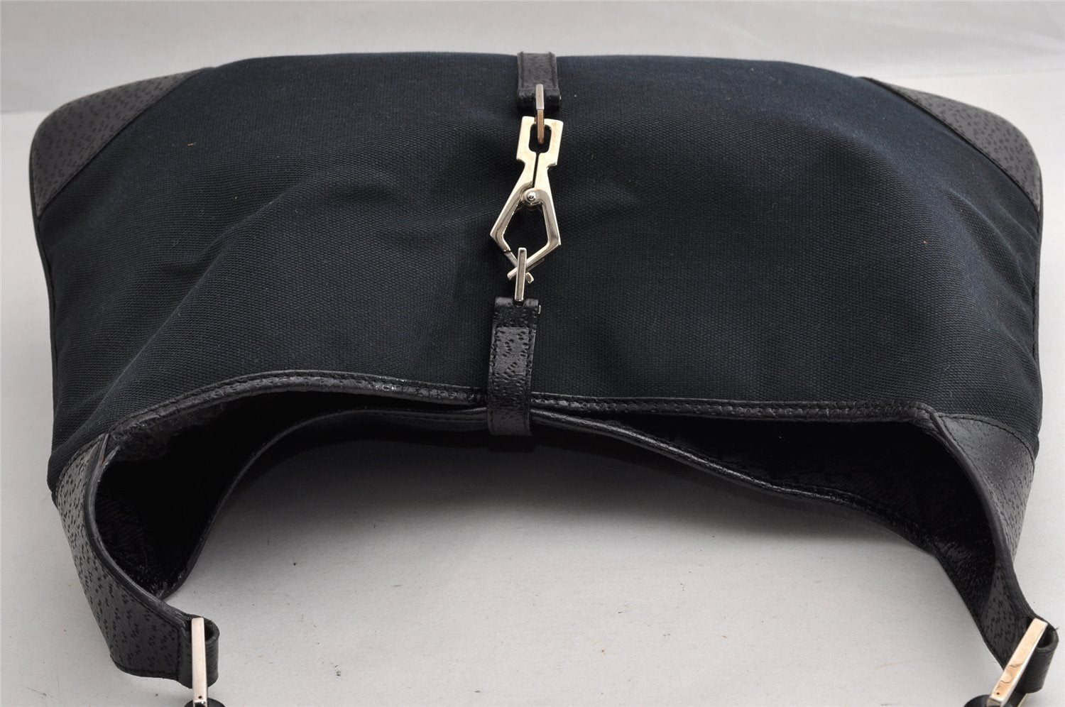 Authentic GUCCI Bamboo Kandinsky Shoulder Bag Canvas Leather 0014061 Black 5732I