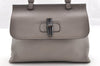 Authentic GUCCI Bamboo Daily 2Way Hand Shoulder Bag Leather 370831 Gray 5733I