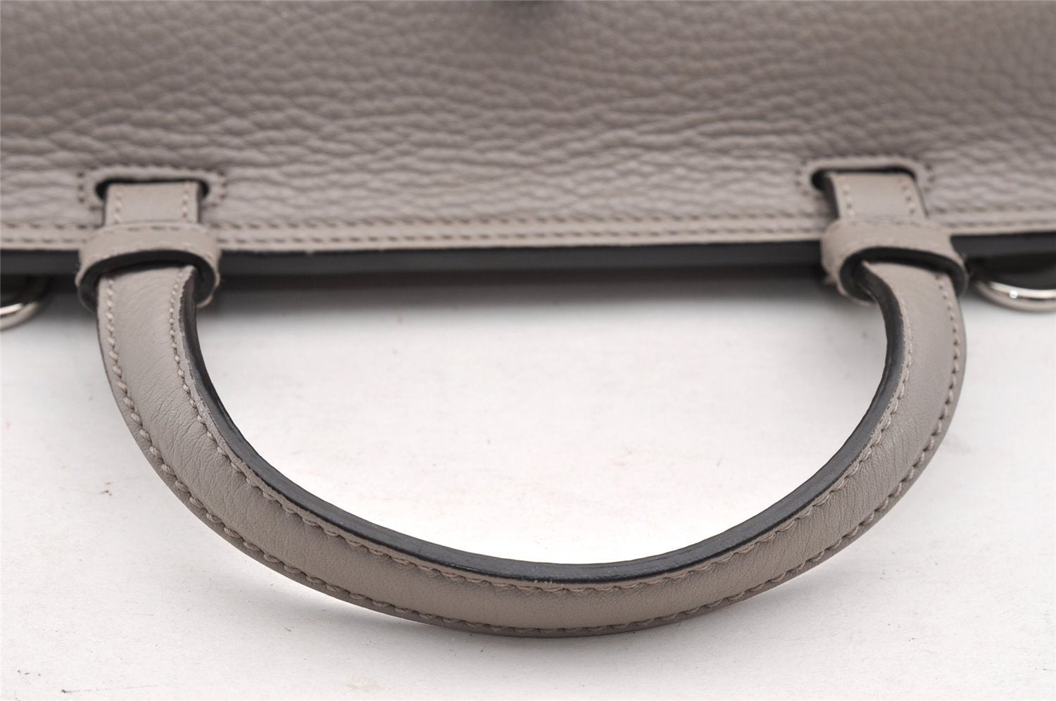 Authentic GUCCI Bamboo Daily 2Way Hand Shoulder Bag Leather 370831 Gray 5733I