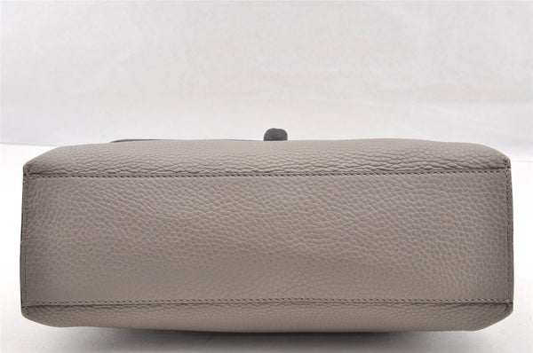 Authentic GUCCI Bamboo Daily 2Way Hand Shoulder Bag Leather 370831 Gray 5733I