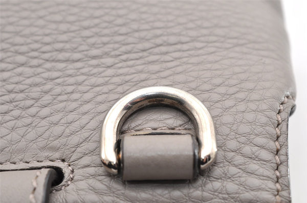 Authentic GUCCI Bamboo Daily 2Way Hand Shoulder Bag Leather 370831 Gray 5733I