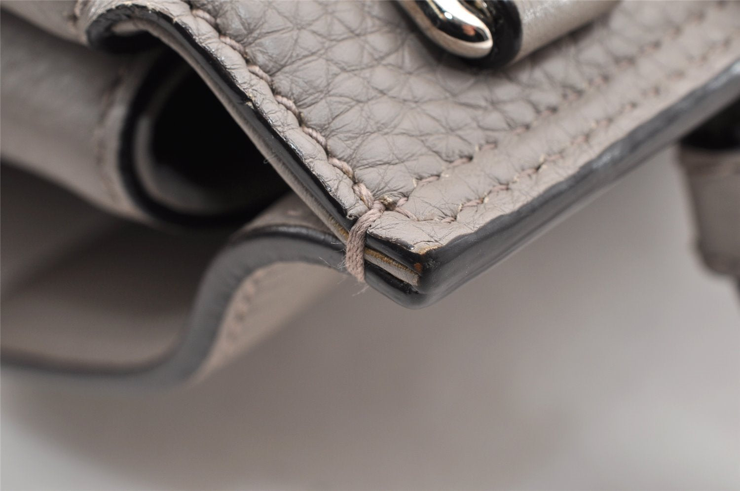 Authentic GUCCI Bamboo Daily 2Way Hand Shoulder Bag Leather 370831 Gray 5733I