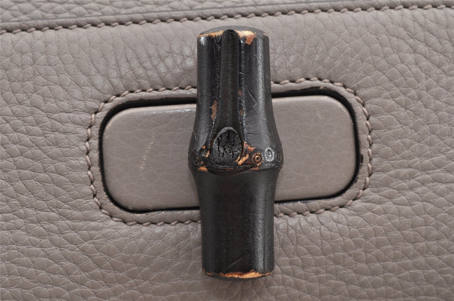 Authentic GUCCI Bamboo Daily 2Way Hand Shoulder Bag Leather 370831 Gray 5733I