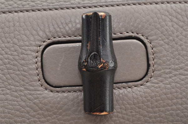 Authentic GUCCI Bamboo Daily 2Way Hand Shoulder Bag Leather 370831 Gray 5733I