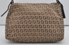 Authentic FENDI Zucchino Mamma Baguette Shoulder Bag Canvas Leather Brown 5734I