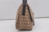 Authentic FENDI Zucchino Mamma Baguette Shoulder Bag Canvas Leather Brown 5734I
