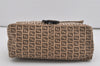 Authentic FENDI Zucchino Mamma Baguette Shoulder Bag Canvas Leather Brown 5734I