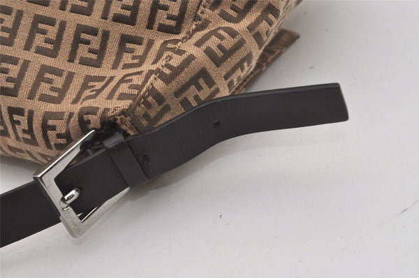Authentic FENDI Zucchino Mamma Baguette Shoulder Bag Canvas Leather Brown 5734I