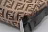 Authentic FENDI Zucchino Mamma Baguette Shoulder Bag Canvas Leather Brown 5734I