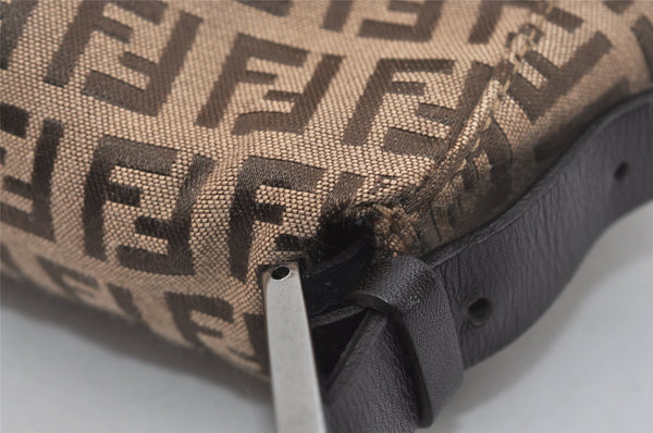 Authentic FENDI Zucchino Mamma Baguette Shoulder Bag Canvas Leather Brown 5734I