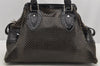 Authentic FENDI Etniko Hand Bag Punching Leather Enamel Black Junk 5738I
