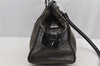 Authentic FENDI Etniko Hand Bag Punching Leather Enamel Black Junk 5738I