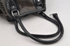 Authentic FENDI Etniko Hand Bag Punching Leather Enamel Black Junk 5738I